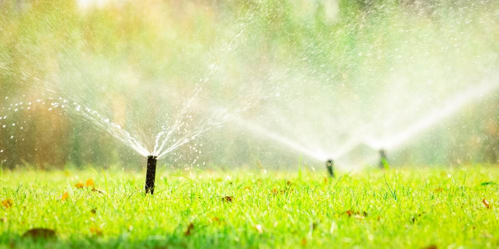 sprinkler mist heads water grass