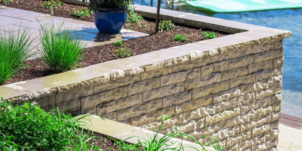 retaining wall with plantings on beach