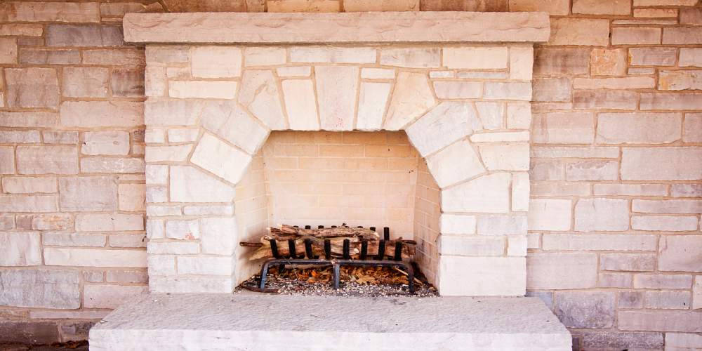 outdoor stone fireplace