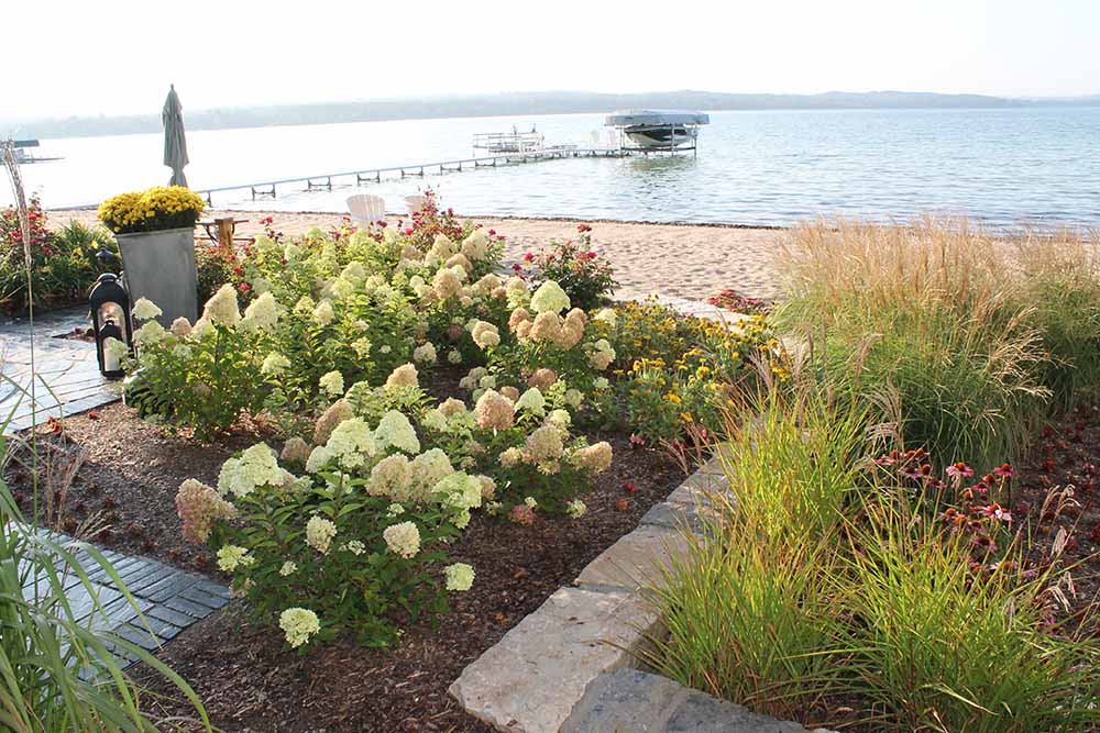 hydrangea-lake-leelanau-landscape-bed-backyard-landscape-ideas-northern-michigan