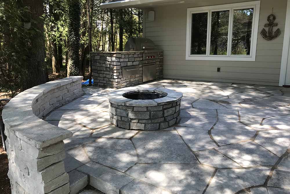 Outdoor Kitchen Fire Pit And Seat, Fire Pit Seating Wall