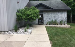 In Progress Landscaping Entrance at Old Mission Windows in Traverse City Michigan