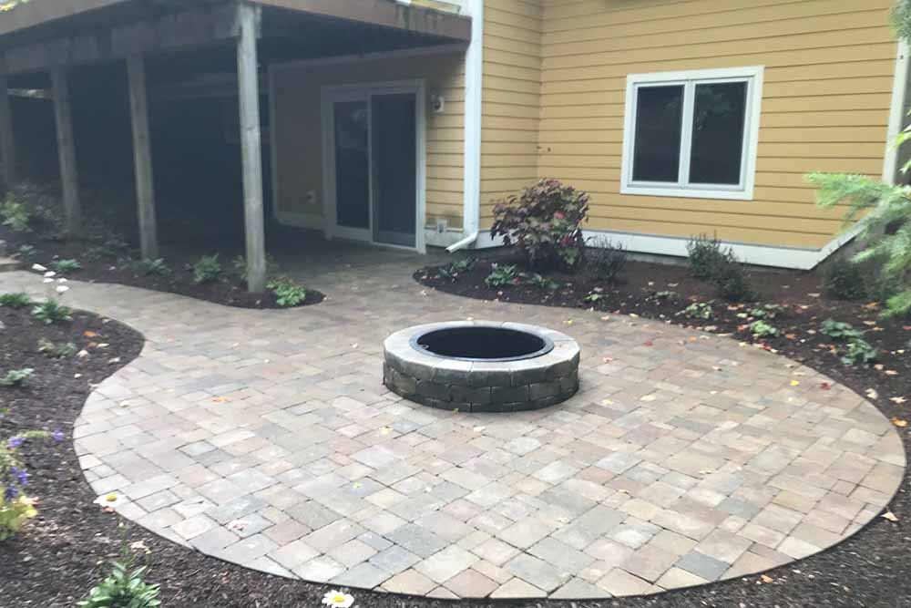 Wooded Retreat With Stone Steps Paver, Paver Patio Fire Pit Ideas
