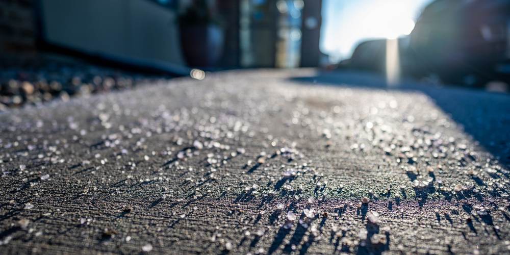 sidewalk with rock salt 