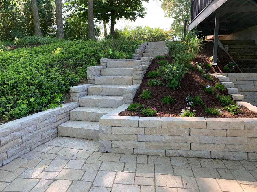 Raised Garden Beds and Steps at Northern Michigan Home