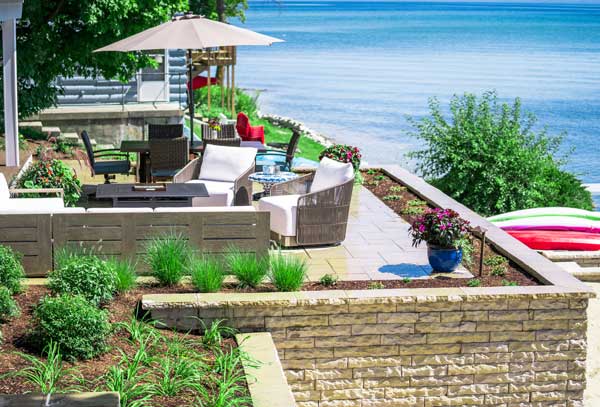 retaining wall on shores of suttons bay mi
