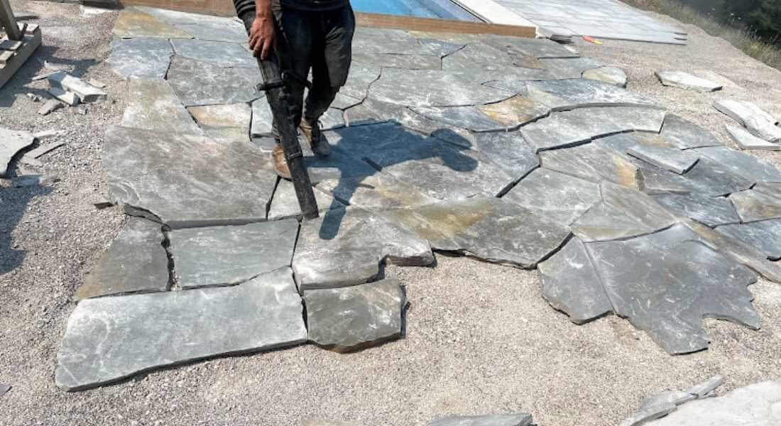 flagstone patio in progress