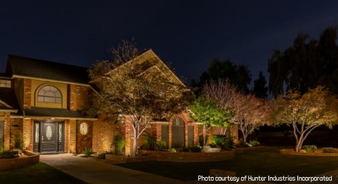 landscape lighting in front of home