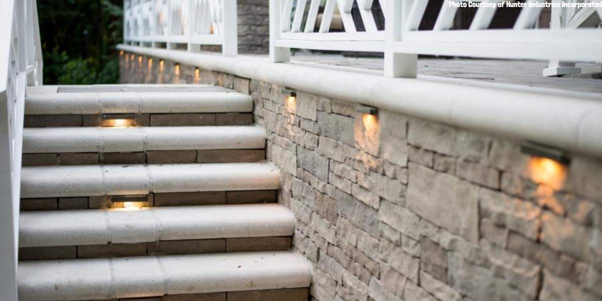 landscape lighting in steps and wall