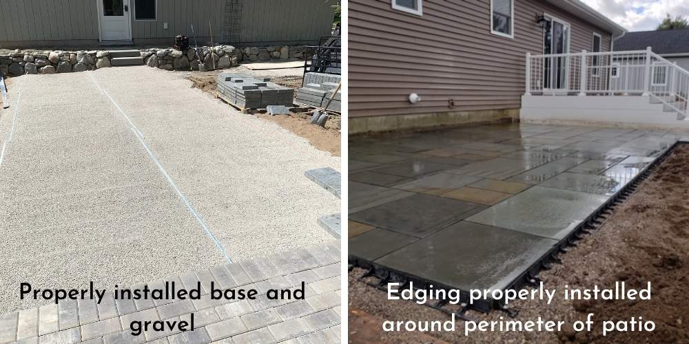 patio with properly installed base and edging