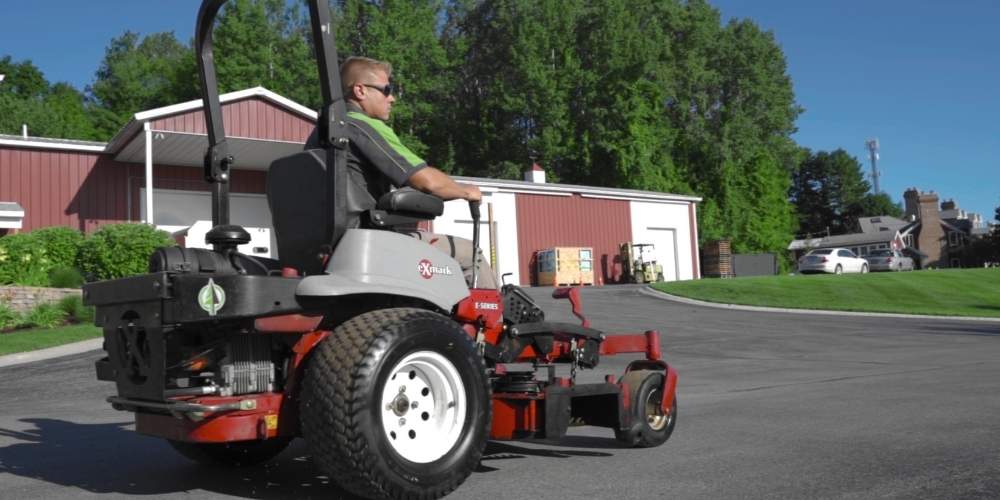 commercial landscape company on lawn mower