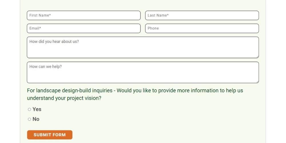 contact form on trunorth webpage
