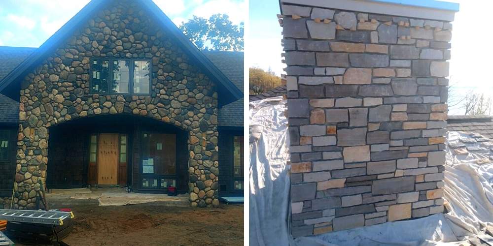 stone facade on front of home and chimney