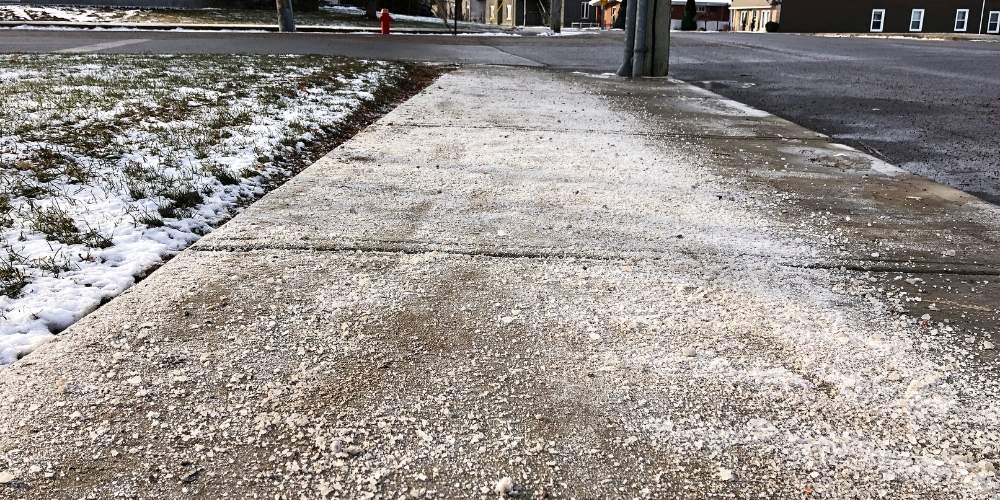 rock salt on sidewalk