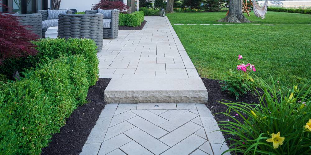 herringbone pattern walkway