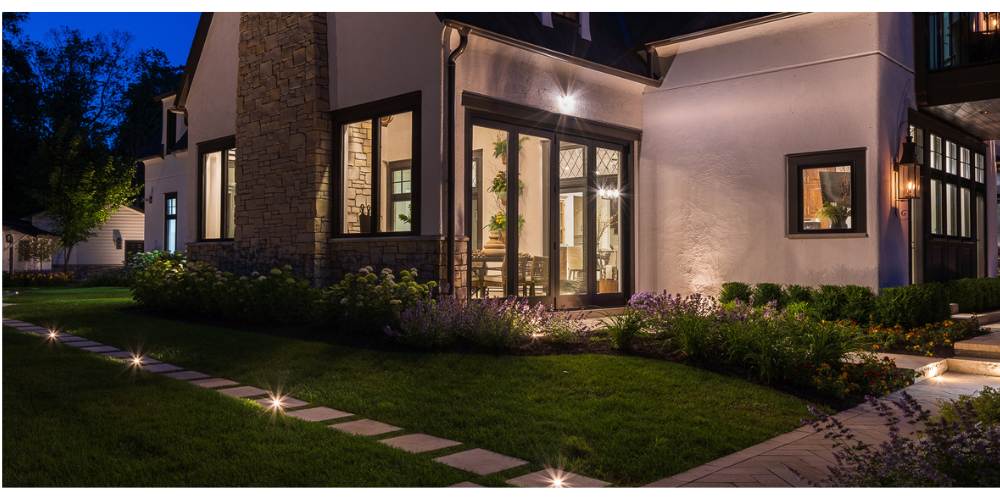 landscape lighting in hardscape and near home