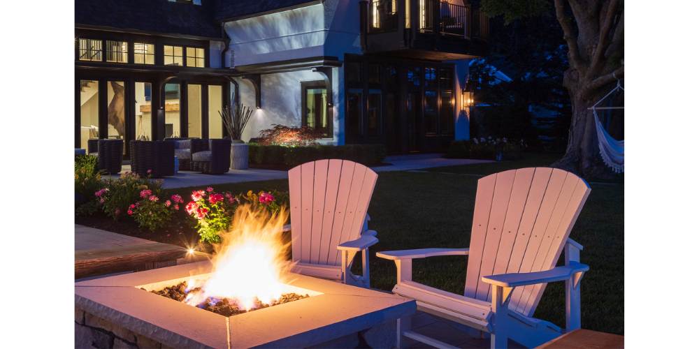 outdoor firepit with two chairs