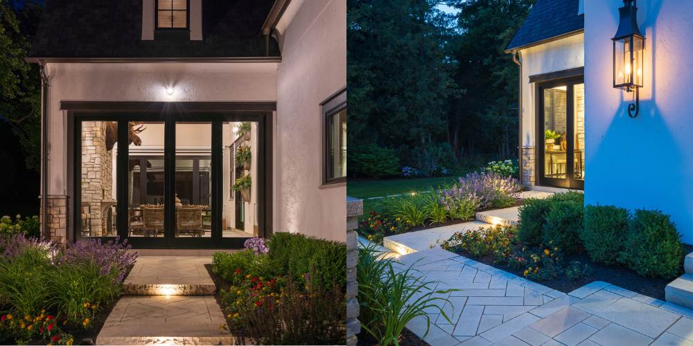 landscape lighting built into hardscapes