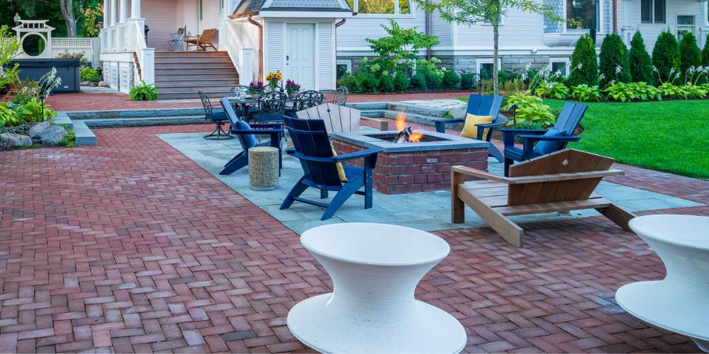 brick paver patio and firepit